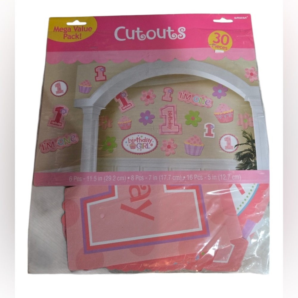 Amscan Happy First Birthday Girl Cutouts - 30 Pieces